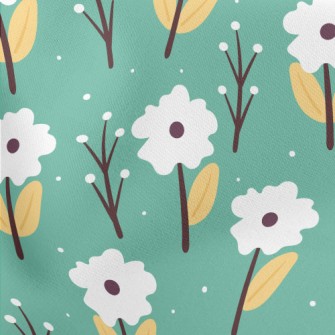 Small White Flowers In The Sno Lightweight Cotton Poplin