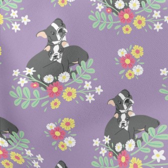 Colorful Flowers French Bulldo Lightweight Cotton Poplin