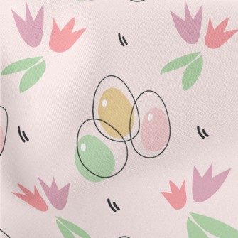 Flowers And Painted Eggs Lightweight Cotton Poplin