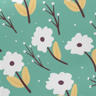 Small White Flowers In The Sno Midweight Cotton Poplin