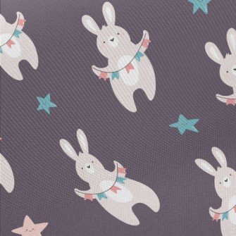 Rabbit Holding A Hanging Flag Midweight Cotton Poplin