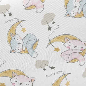 Cat Sleeping On The Moon Midweight Cotton Poplin