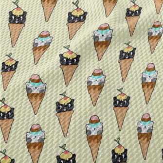 Cat Shaped Ice Cream Birdseye Piqué