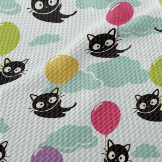 Flying Balloon Black Cat Birdseye Piqué