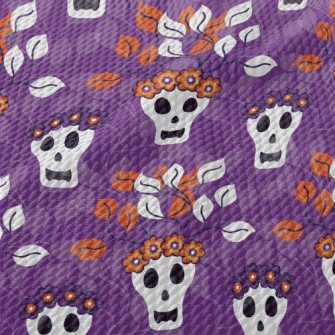 Flowers And Grass Skull Birdseye Piqué