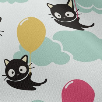 Flying Balloon Black Cat Chiffon