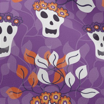 Flowers And Grass Skull Chiffon