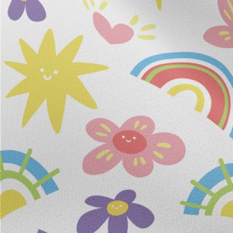Cartoon Flowers And Stars Chiffon