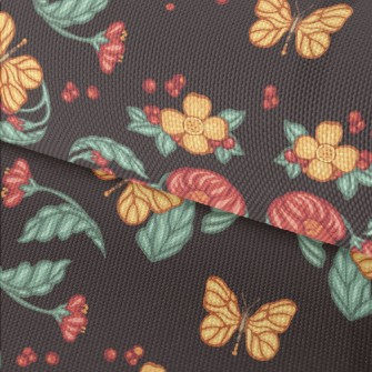 Retro Flowers Butterflies Waterproof Oxford