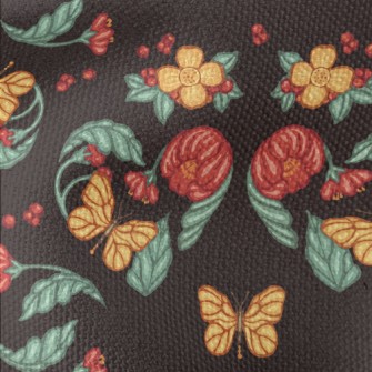 Retro Flowers Butterflies Waterproof Canvas
