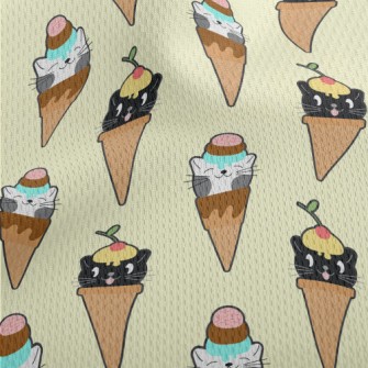 Cat Shaped Ice Cream Athletic Mesh Flat Back