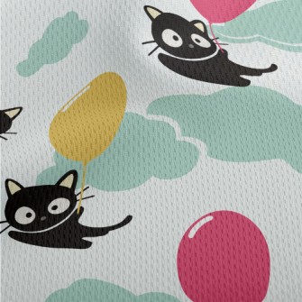 Flying Balloon Black Cat Athletic Mesh Flat Back