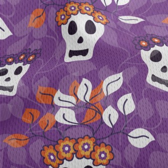 Flowers And Grass Skull Athletic Mesh Flat Back