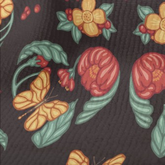 Retro Flowers Butterflies Terry
