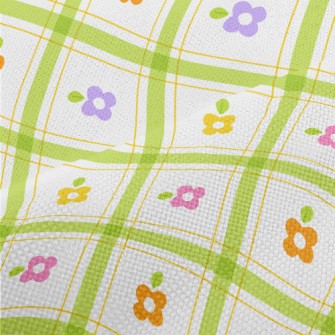 Staggered Lattice Flowers Performance Linen