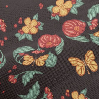 Retro Flowers Butterflies Performance Linen