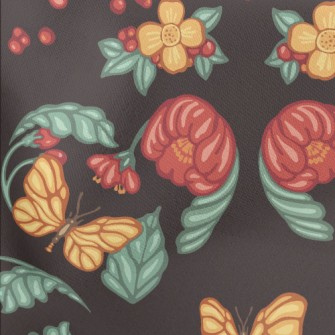 Retro Flowers Butterflies Stretch Ponte