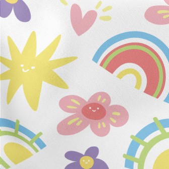 Cartoon Flowers And Stars Stretch Ponte