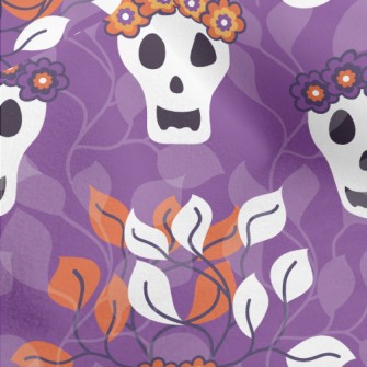 Flowers And Grass Skull Micro Fleece