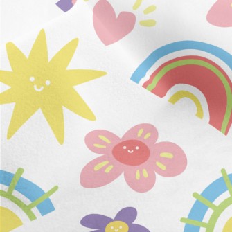 Cartoon Flowers And Stars Micro Fleece