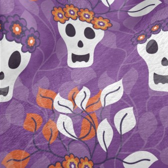 Flowers And Grass Skull Minky