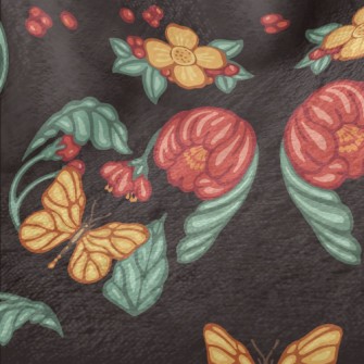 Retro Flowers Butterflies Minky