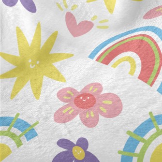 Cartoon Flowers And Stars Minky
