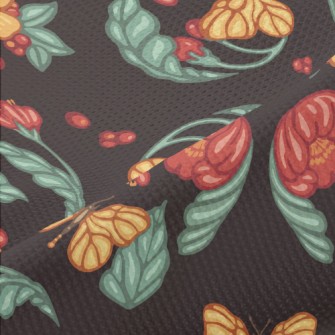 Retro Flowers Butterflies Piqué