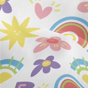 Cartoon Flowers And Stars Lightweight Performance Linen