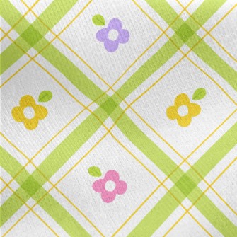 Staggered Lattice Flowers Jersey Backed Fleece