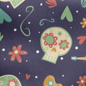 Flower Skull Heart Jersey Backed Fleece