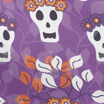 Flowers And Grass Skull Pongee
