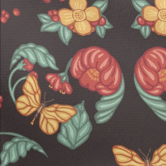 Retro Flowers Butterflies Pongee