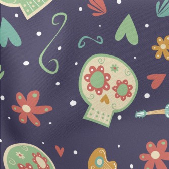 Flower Skull Heart Lightweight Cotton Poplin
