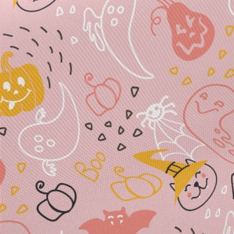 Halloween Pumpkin Cat Ghost Midweight Cotton Poplin