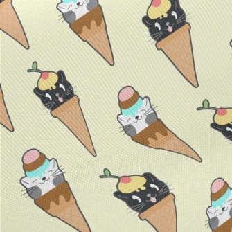 Cat Shaped Ice Cream Midweight Cotton Poplin