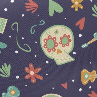 Flower Skull Heart Midweight Cotton Poplin