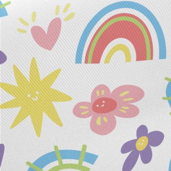 Cartoon Flowers And Stars Midweight Cotton Poplin