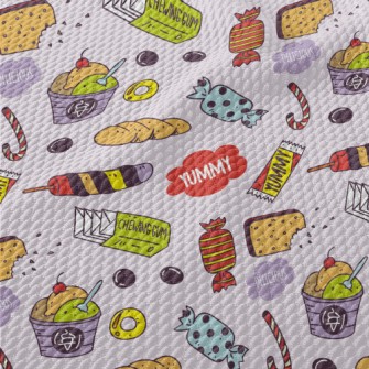 Cute Hand-painted Snacks Birdseye Piqué