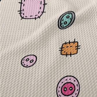 Colorful Buttons And Patches Birdseye Piqué