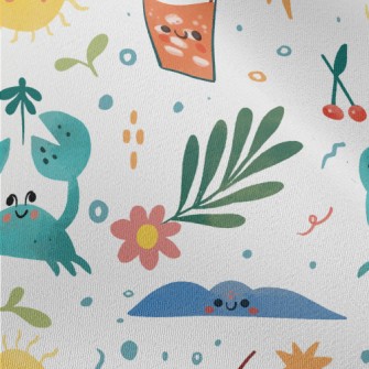 Hand Drawn Summer Beach Chiffon