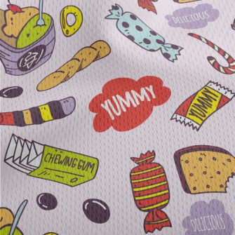 Cute Hand-painted Snacks Athletic Mesh Flat Back