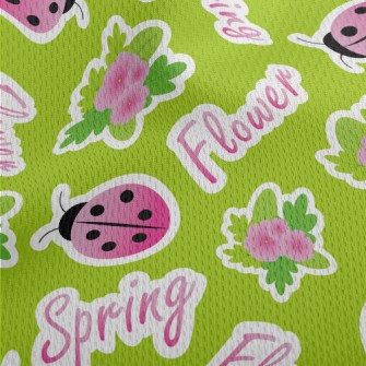 Ladybug And Flowers Athletic Mesh Flat Back