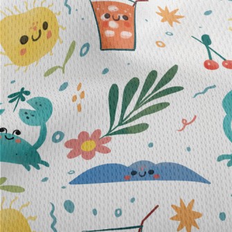 Hand Drawn Summer Beach Athletic Mesh Flat Back