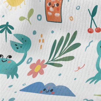 Hand Drawn Summer Beach Terry