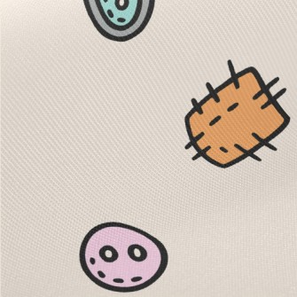 Colorful Buttons And Patches Twill