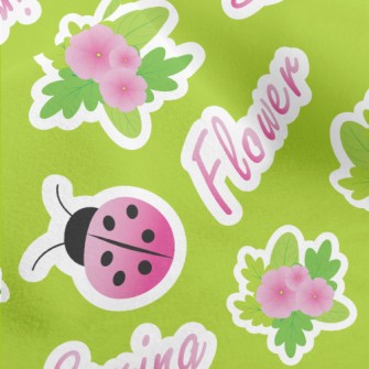 Ladybug And Flowers Micro Fleece