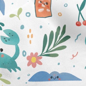 Hand Drawn Summer Beach Micro Fleece