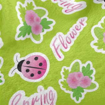 Ladybug And Flowers Minky