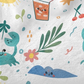 Hand Drawn Summer Beach Minky